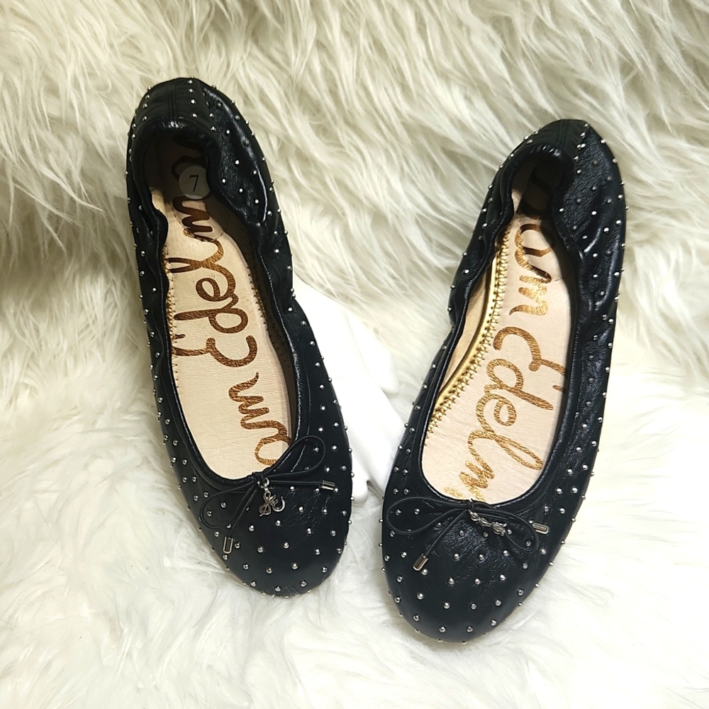 [US7->6] SAM EDELMAN Ballet flats with silver studs-size 7 but fits small, NWOB